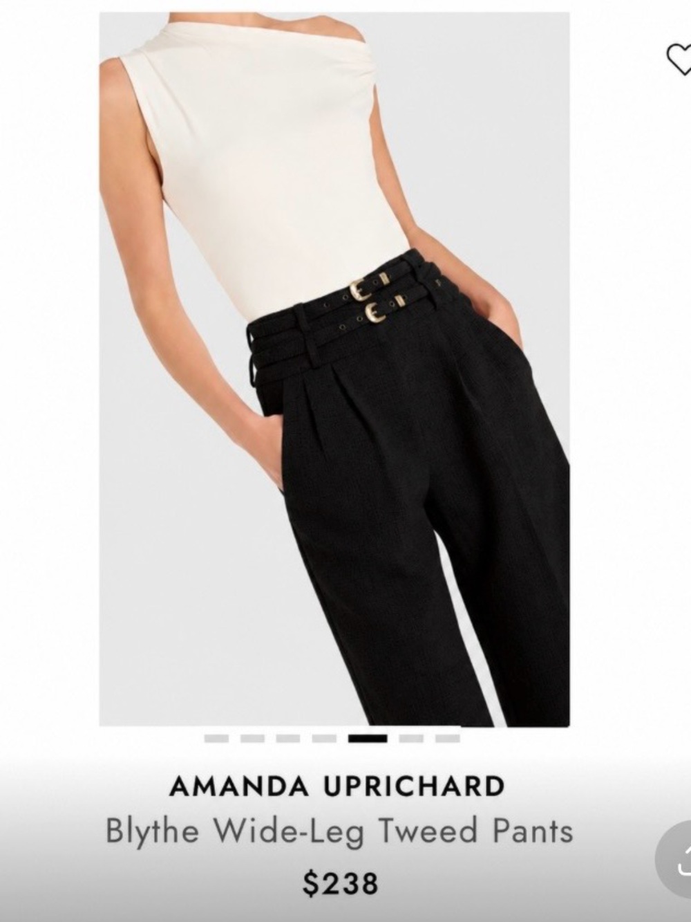 Amanda Uprichard Black High-Waist Wide-Leg Pants with Double Buckle - Picture 6 of 6